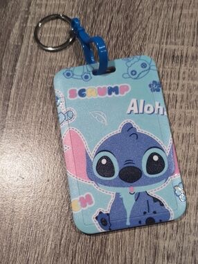 Stitch Keychain Card Holder - Blue Aloha Design